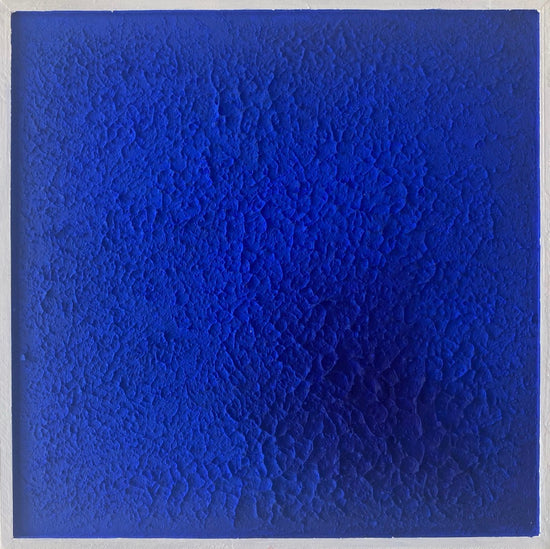 Monochrome artwork in blue colour, with structure and relief made with natural pigment and binding agent. Nature inspired artwork would be great in a ultra modern home, has a minimalist feeling to it, Yves Klein Blue ,will make a bold statement in your beautiful home.