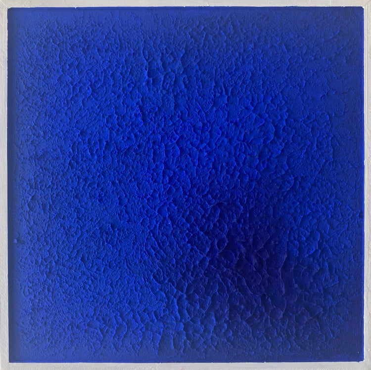 Monochrome artwork in blue colour, with structure and relief made with natural pigment and binding agent. Nature inspired artwork would be great in a ultra modern home, has a minimalist feeling to it, Yves Klein Blue ,will make a bold statement in your beautiful home.