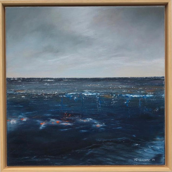 This abstract seascape is created from my imagination, rather then referring to photography, resulting in a more abstract and expressive work of art, leaving the viewer room for his own interpretation.  Painted on stretched canvas, using oil paint.  This painting is ready to hang in a wooden floating frame,  great on any wall and allow you to find peace and calmness.   