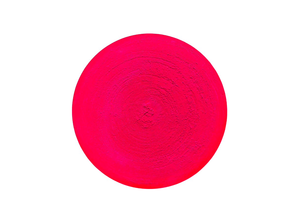 Monochrome artwork, a bright pink round painting with structure and relief made with a mixture of pure natural pigment and a binding agent, with a diameter of 90 cm.  I find my inspiration from nature and love all the patterns we can find anywhere. This painting would look great in a ultra modern home.  It will make a bold statement in any modern interior.   Shipped Worldwide.